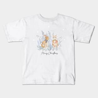 Merry christmas bunnies in the snow Kids T-Shirt